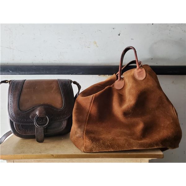 Brown Leather Saddle Bag & Large leather hand bag