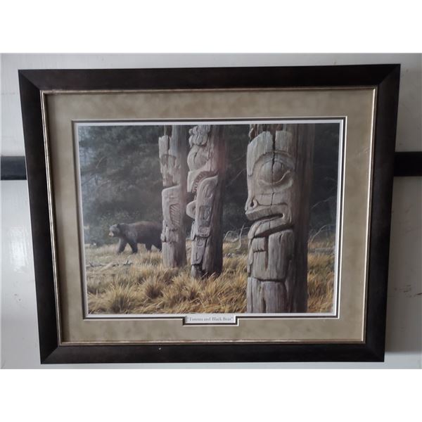 Frames Picture " Totems and Black Bear" - Robert Bateman