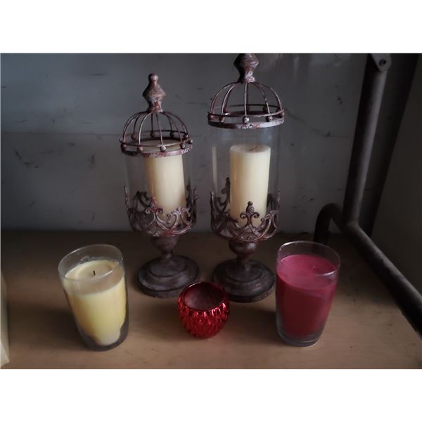 2 Metal candle holders & More