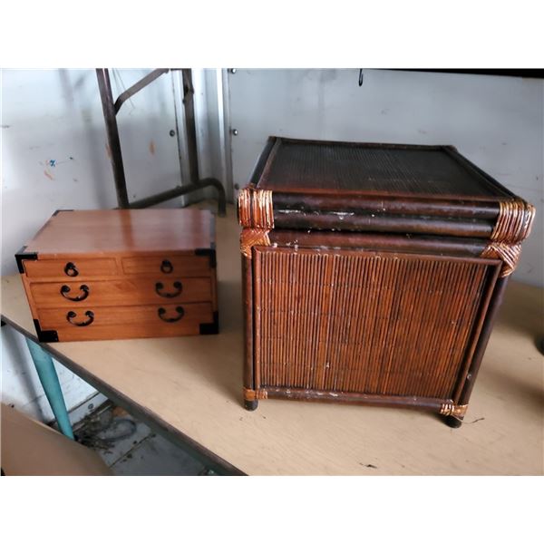 Jewelry cabinet & Wicker & Wood Box