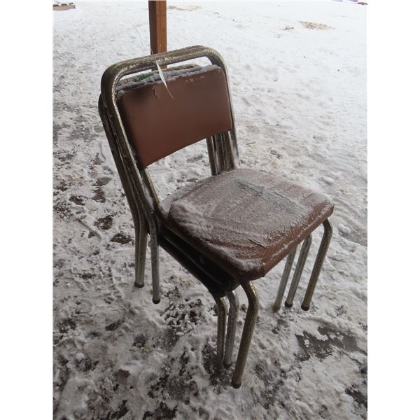 3 heavy steel padded chairs