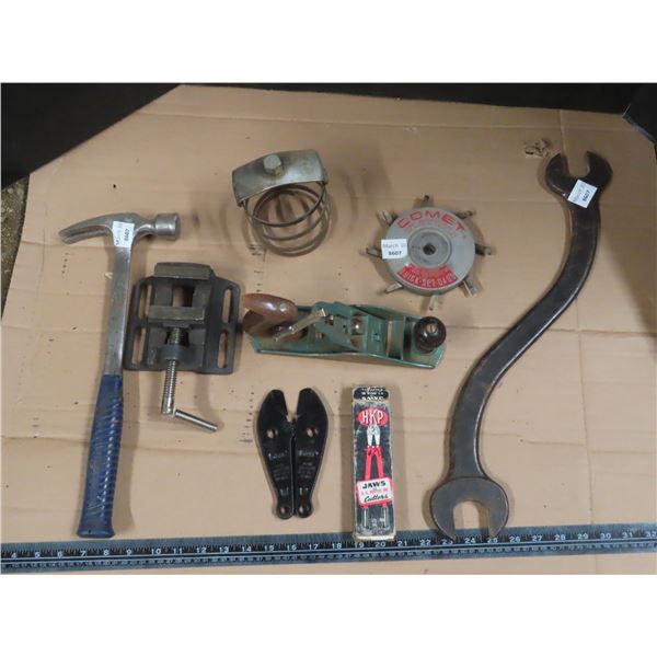 blue point oil filter spring, HKP cutting jaws , quick set Dado , hand planer , large crescent and c