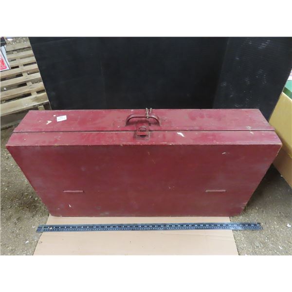 wooden tool box with latch .