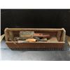 Image 1 : wooden tool box with c-clamp trailer hitch misc. hand tools