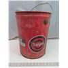 Image 1 : vintage target tin 5 gallon can with wooden joust supports