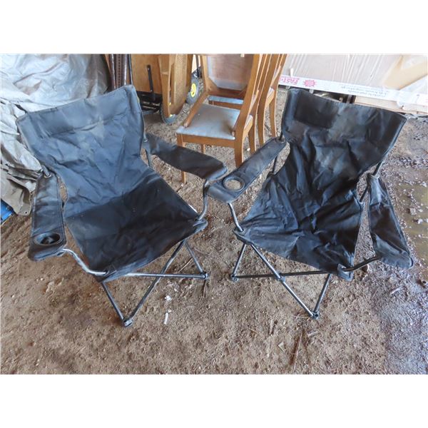 two folding camping chairs