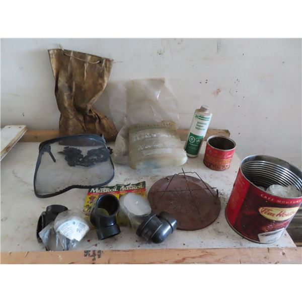 saw blade , face shield , muskol , misc. hardware