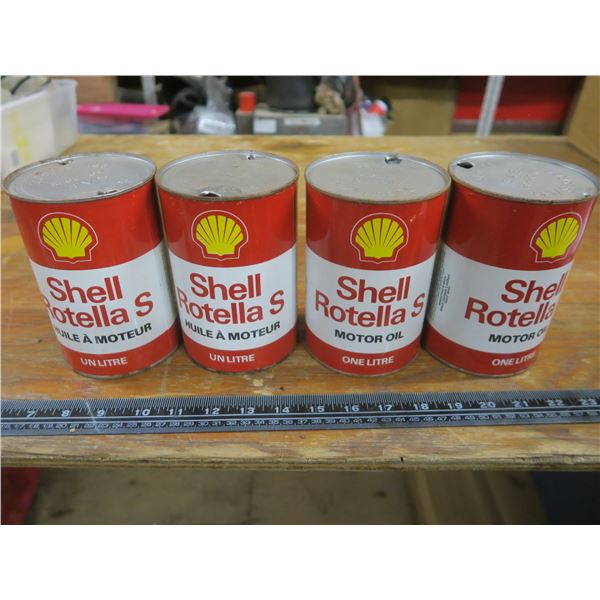 4 Shell Rotella S 1 litre oil cans/tins