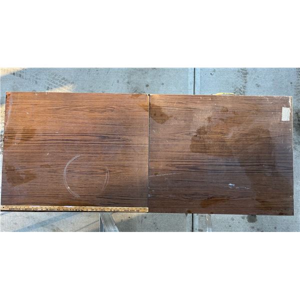 Metal folding table (30" x 72"). Leg support needs repair.