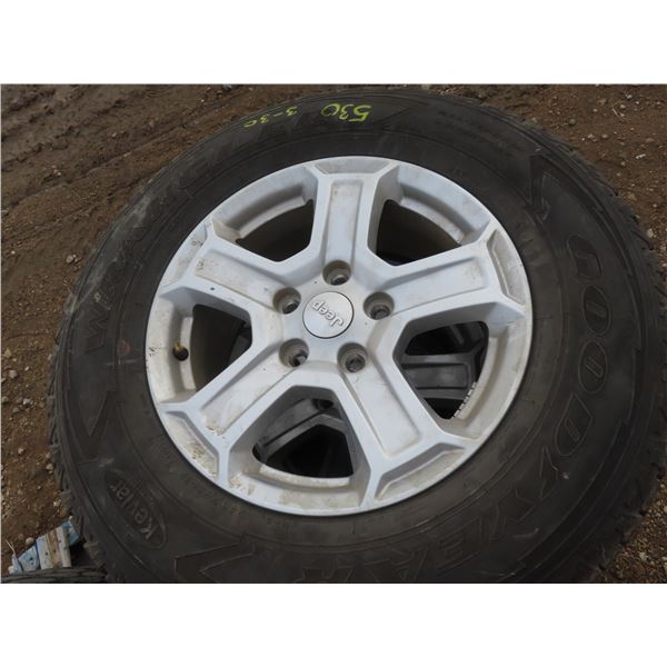 matching 17" jeep wheels and matching 245-75-R17 goodyear wranglers