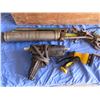 Image 2 : wooden tool box , grease guns , clamps , wrenches