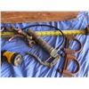 Image 3 : wooden tool box , grease guns , clamps , wrenches