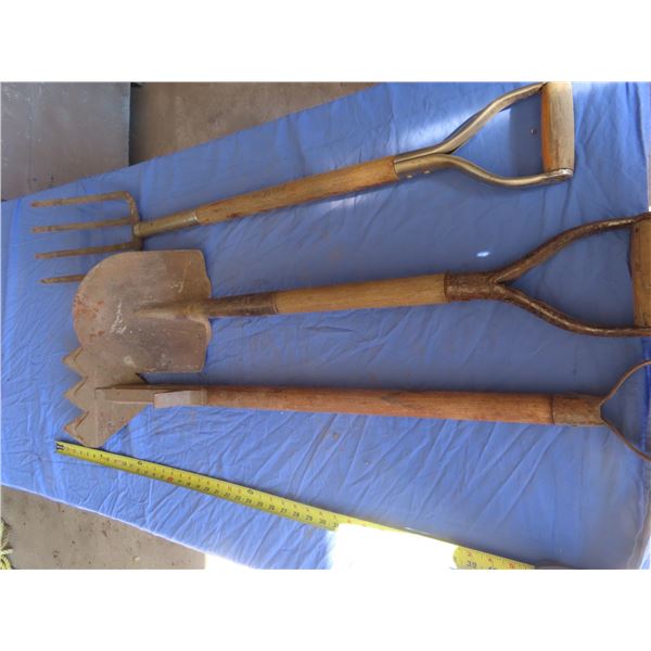 pitch fork , shovel , hay cutter