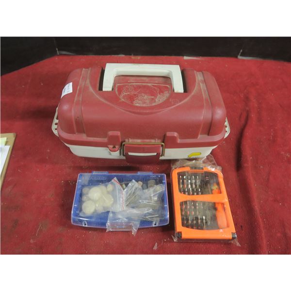 Plano tackle box with Dremel bits and screwdriver set