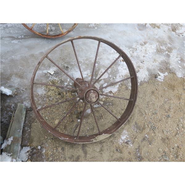 antique 32" steel wheel