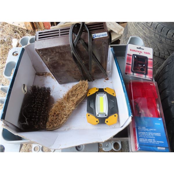 survival tool , tail lamps , brushes , light and Baycrest car heater