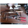 Image 4 : lot of tools , hatchet , square , c-clamp , hammer