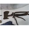 Image 2 : gray hacksaw , old tools and hatchet