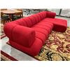 Image 6 : RED LOW SECTIONAL SOFA L 122" W 60" H 29"