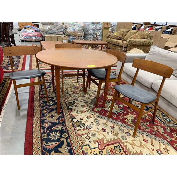 DANISH MODERN ROUND DINING TABLE WITH 4 CHAIRS CIRCUMFERENCE 42 