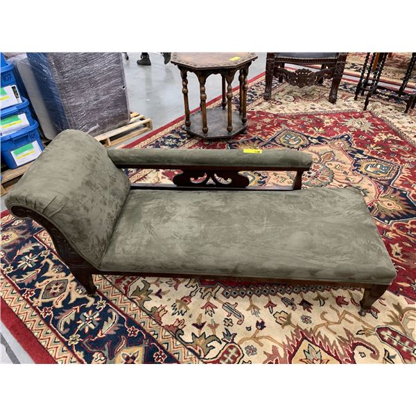 MICROFIBER AND WOOD CHAISE LOUNGE 71 X 25 X 30 