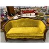 Image 1 : FABRIC AND CLAWFOOT CARVED SOFA 84 X 42 X 40"