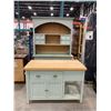 Image 1 : PAINTED HUTCH AND ISLAND WITH BUTCHER BLOCK SET HUTCH 52 X 18 X 80" ISLAND 50 X 24 X 34"