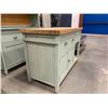 Image 4 : PAINTED HUTCH AND ISLAND WITH BUTCHER BLOCK SET HUTCH 52 X 18 X 80" ISLAND 50 X 24 X 34"