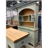 Image 6 : PAINTED HUTCH AND ISLAND WITH BUTCHER BLOCK SET HUTCH 52 X 18 X 80" ISLAND 50 X 24 X 34"