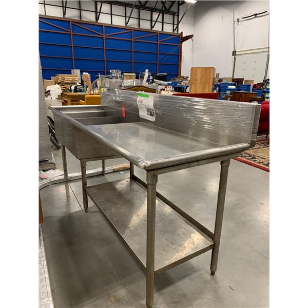 STAINLESS STEEL DOUBLE SINK WITH FAUCET 90 X 29 X 44"