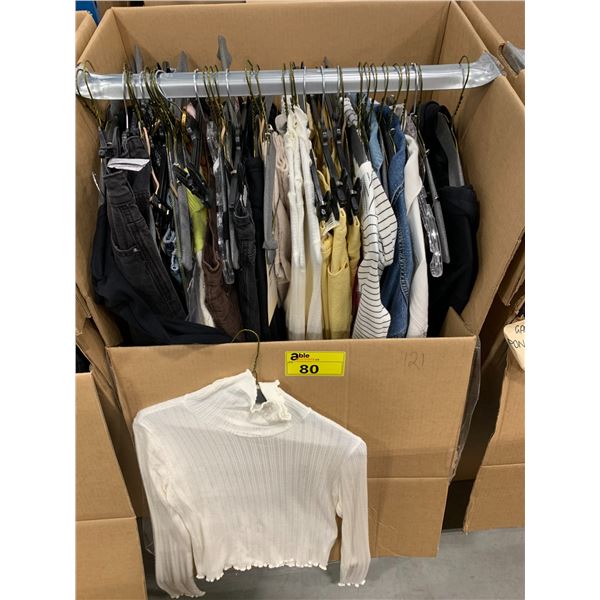 WARDROBE BOX WITH ASSORTED CLOTHING