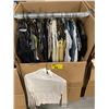 Image 1 : WARDROBE BOX WITH ASSORTED CLOTHING