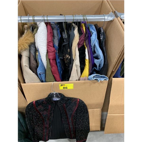 WARDROBE BOX WITH ASSORTED CLOTHING