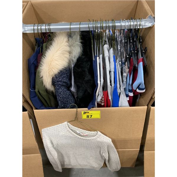 WARDROBE BOX WITH ASSORTED CLOTHING