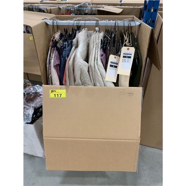 WARDROBE BOX WITH ASSORTED CLOTHING