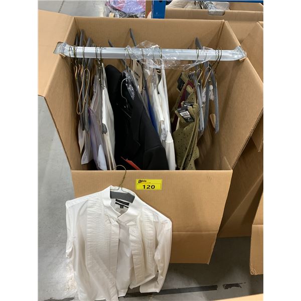 WARDROBE BOX WITH ASSORTED CLOTHING