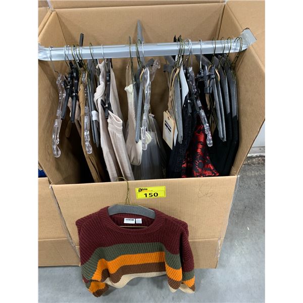 WARDROBE BOX WITH ASSORTED CLOTHING