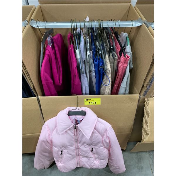 WARDROBE BOX WITH ASSORTED CLOTHING