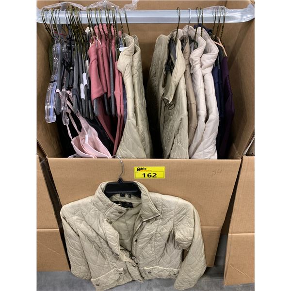 WARDROBE BOX WITH ASSORTED CLOTHING