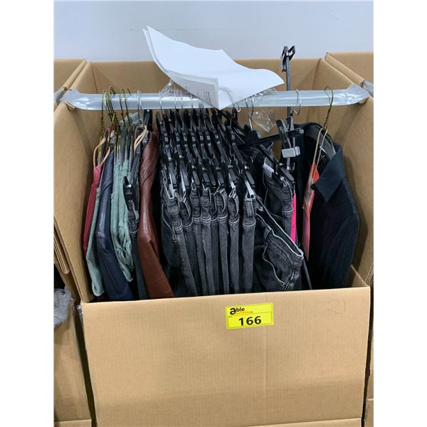 WARDROBE BOX WITH ASSORTED CLOTHING