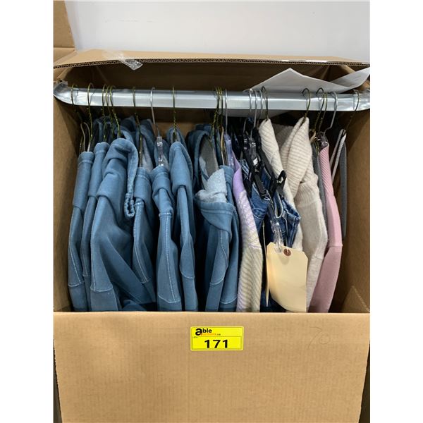 WARDROBE BOX WITH ASSORTED CLOTHING