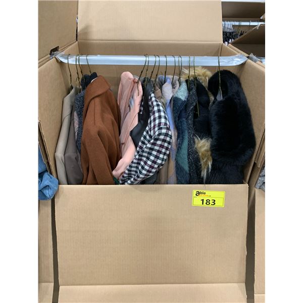 WARDROBE BOX WITH ASSORTED CLOTHING