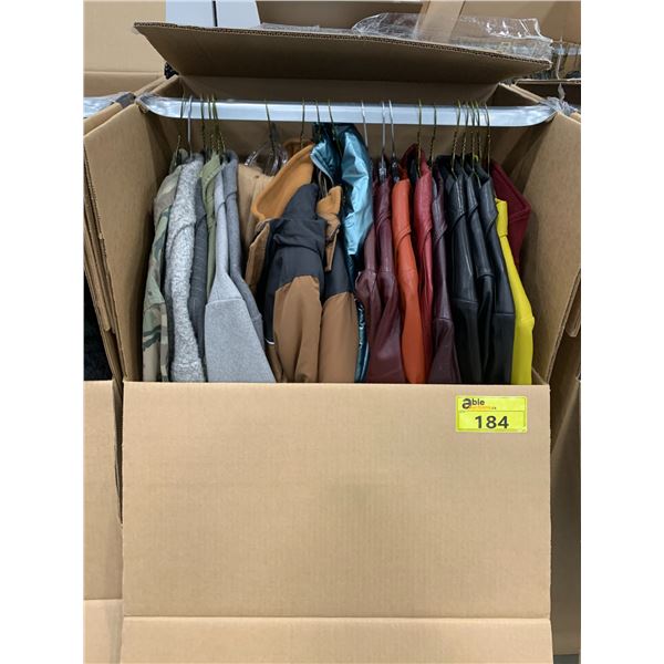 WARDROBE BOX WITH ASSORTED CLOTHING