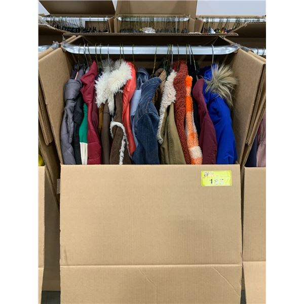 WARDROBE BOX WITH ASSORTED CLOTHING