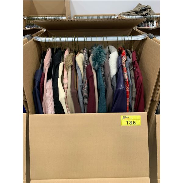 WARDROBE BOX WITH ASSORTED CLOTHING