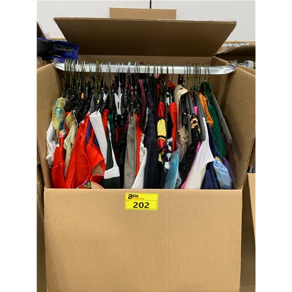 WARDROBE BOX WITH ASSORTED CLOTHING