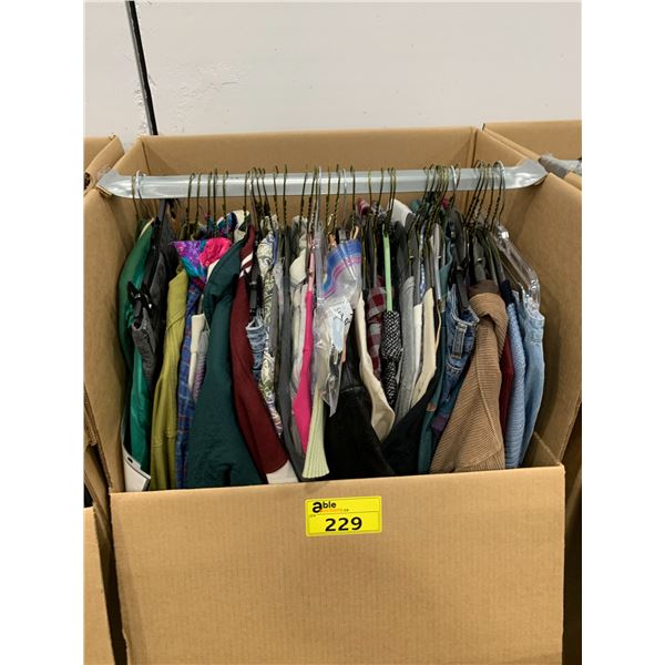 WARDROBE BOX WITH ASSORTED CLOTHING