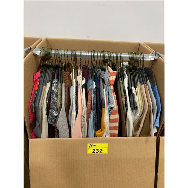 WARDROBE BOX WITH ASSORTED CLOTHING