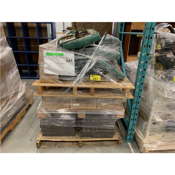 PALLET OF SET DEC ITEMS INCLUDING; CHAIRS, TILES AND PAVERS