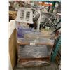 Image 6 : PALLET OF SET DEC ITEMS INCLUDING; FIRE SCREEN, TV, SINK CHAIR, AQUARIUM TANK AND MORE